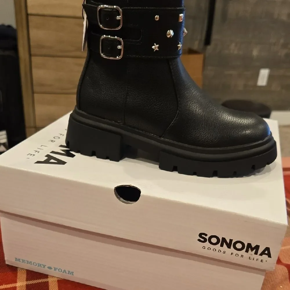 Sonoma Black Kids Boots with Buckle Accents